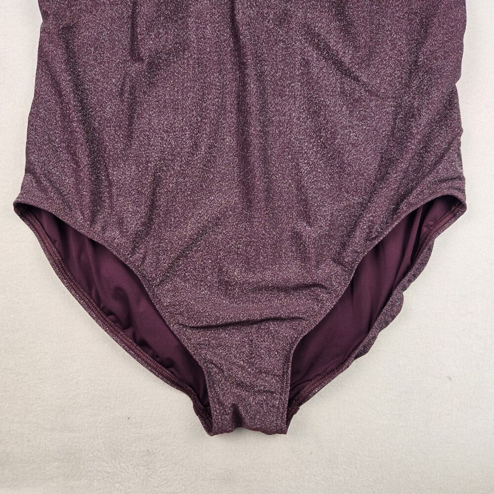 Lands' End Size 22W One Piece Purple Metallic Glitter Swimsuit Criss Cross Back - Picture 5 of 8